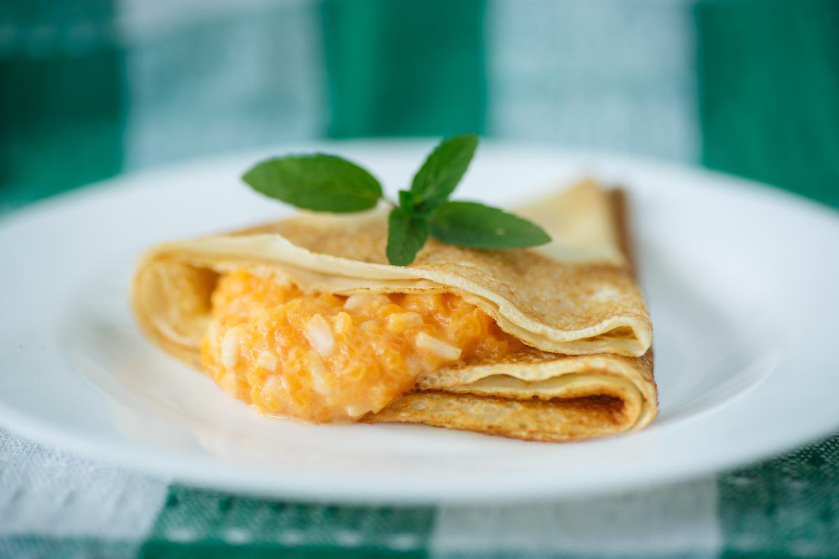 crepes con crema di latte e zucca