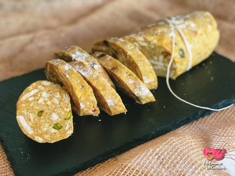 Salame di pistacchio, facile, veloce, senza cottura!