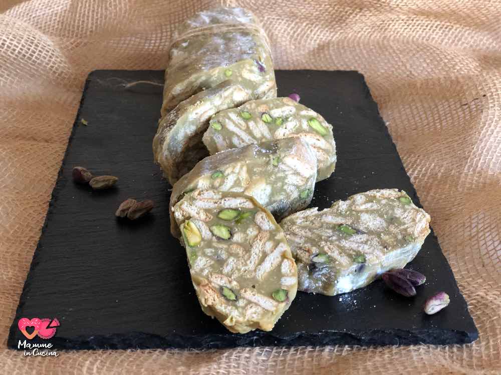 Salame di pistacchio, facile, veloce, senza cottura!