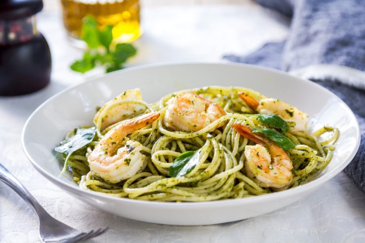 pesto e gamberi