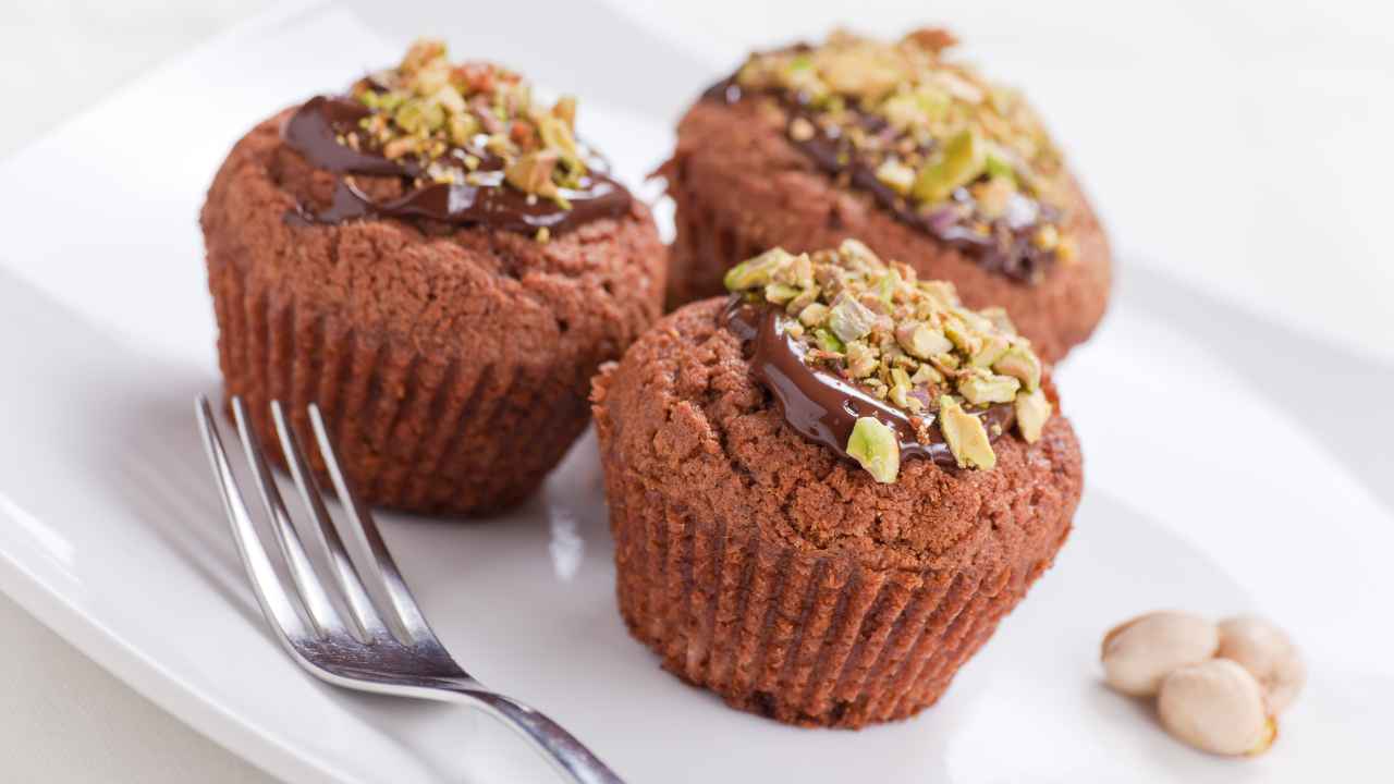 muffin con cacao e pistacchio