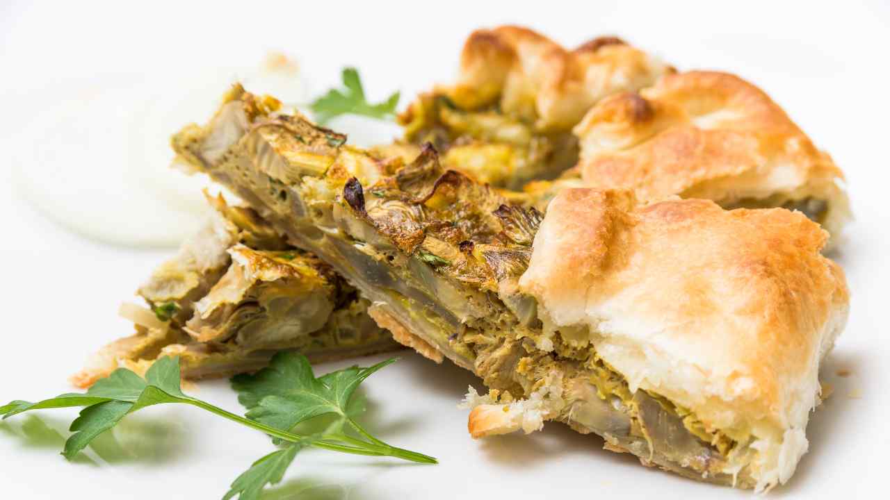 torta salata vegana carciofi