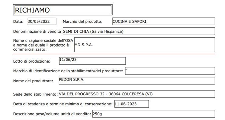 allerta semi di chia luglio 2022