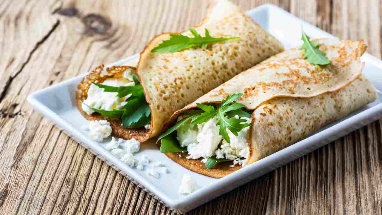 crespelle con ricotta e rucola