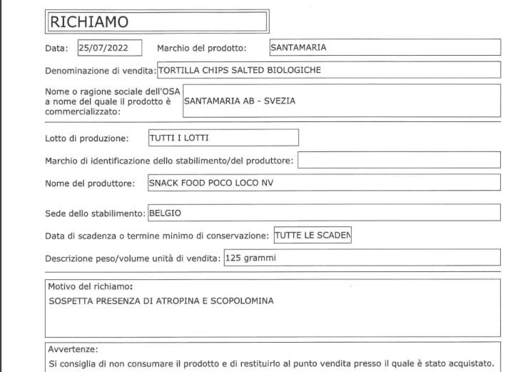 tortilla richiamo