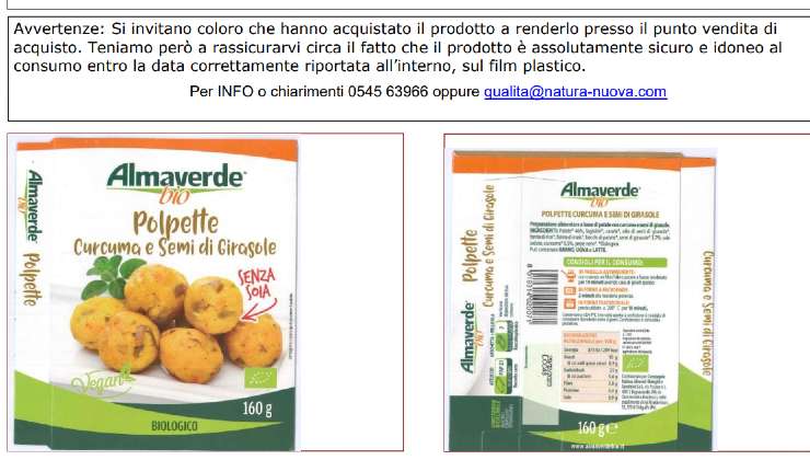 Allerta Coop polpette almaverde bio