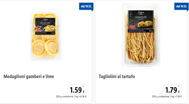 Primi piatti spesa Lidl