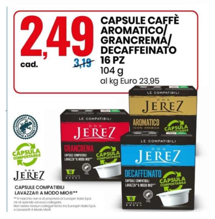 caffè capsule offerta eurospin