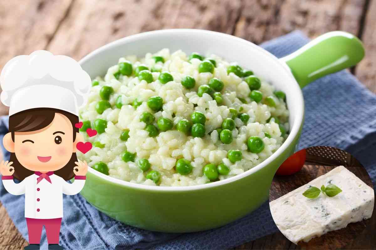 ricetta riso piselli e gorgonzola