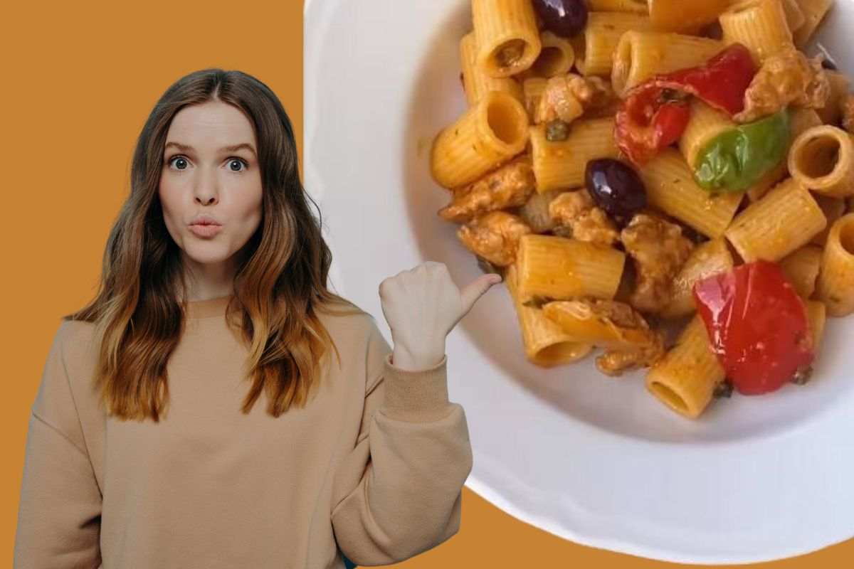 ricetta, rigatoni con peperoni e salsiccia